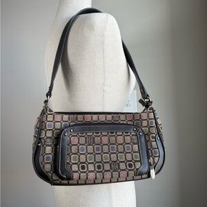 Liz & Co Designer-Style Brown Geometric Print Shoulder Bag
